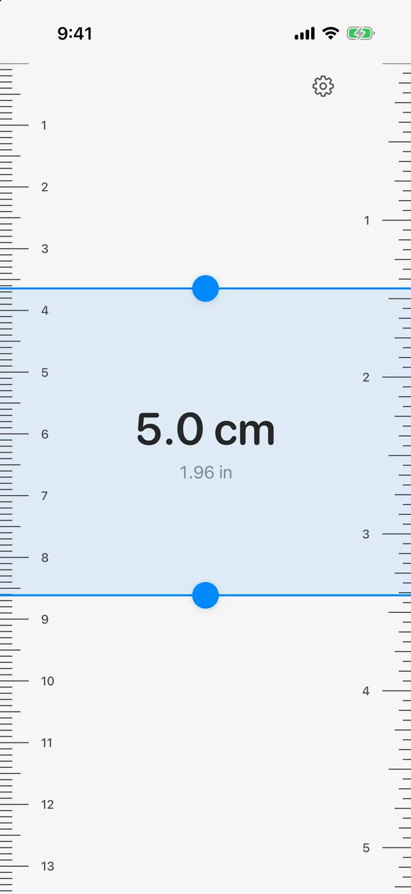 Units opens to a working on-screen ruler measuring 5.0 cm